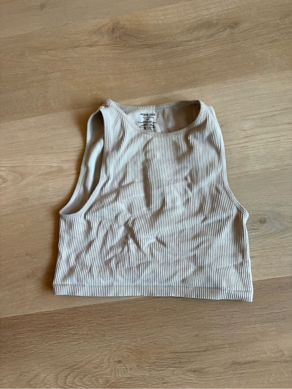 Ribbed Sleeveless Crop Tank Top - Cream